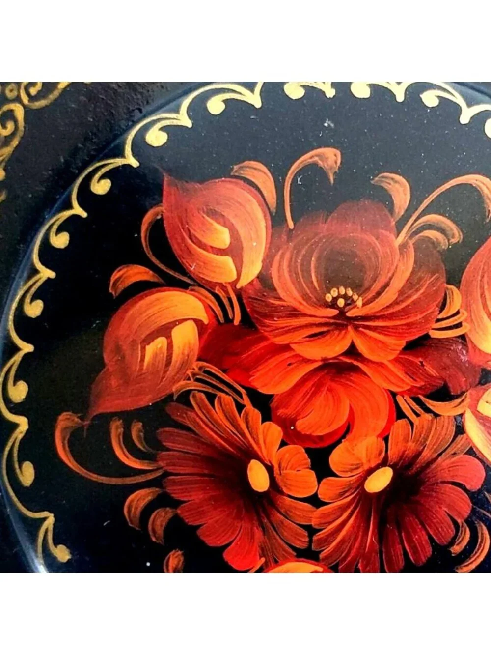 Hand Painted Russian Signed Lacquer Wood Trinket Jewelry Box